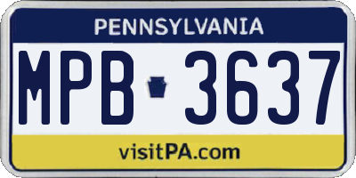 PA license plate MPB3637