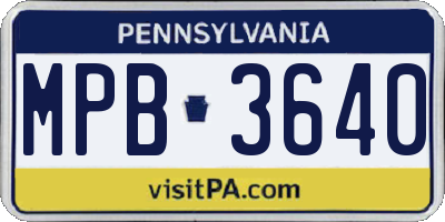 PA license plate MPB3640