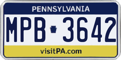 PA license plate MPB3642