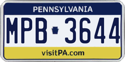 PA license plate MPB3644