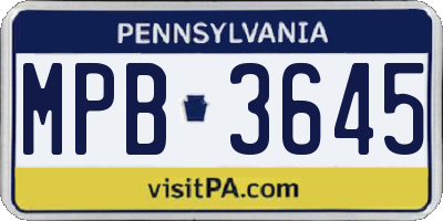 PA license plate MPB3645