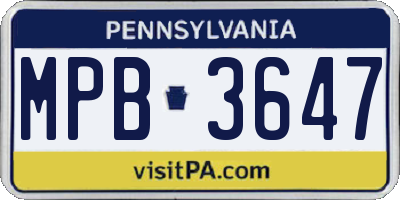 PA license plate MPB3647