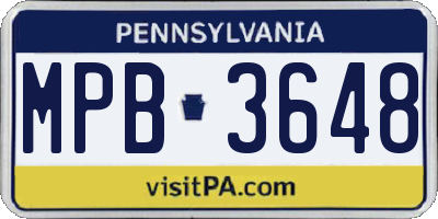 PA license plate MPB3648