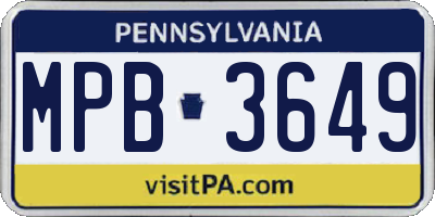PA license plate MPB3649