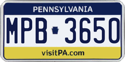 PA license plate MPB3650