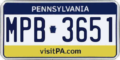 PA license plate MPB3651