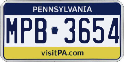 PA license plate MPB3654