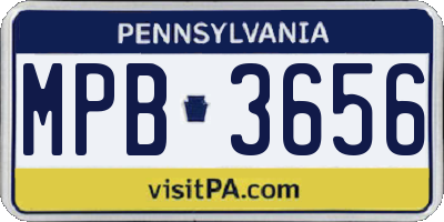 PA license plate MPB3656