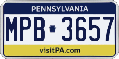 PA license plate MPB3657