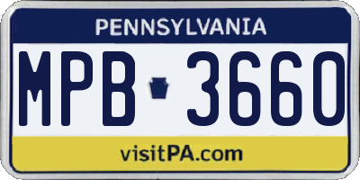 PA license plate MPB3660
