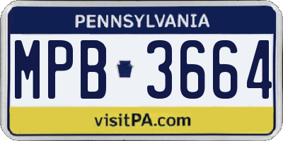 PA license plate MPB3664