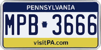 PA license plate MPB3666
