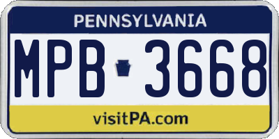 PA license plate MPB3668