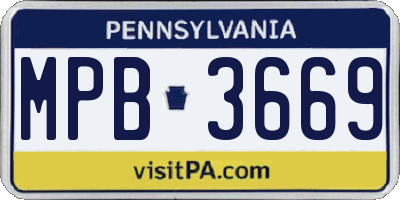 PA license plate MPB3669