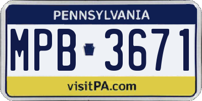 PA license plate MPB3671