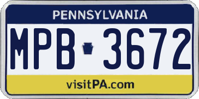 PA license plate MPB3672