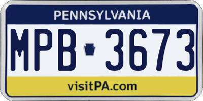 PA license plate MPB3673