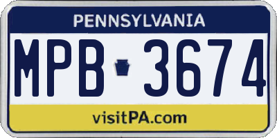 PA license plate MPB3674