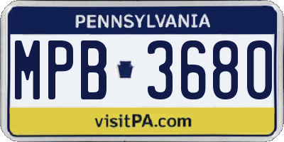 PA license plate MPB3680