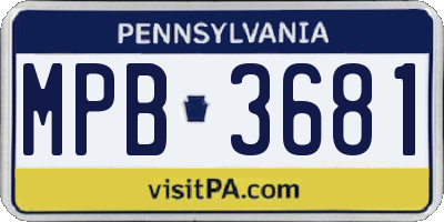 PA license plate MPB3681