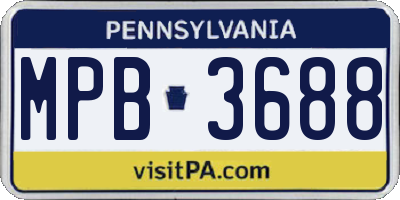 PA license plate MPB3688