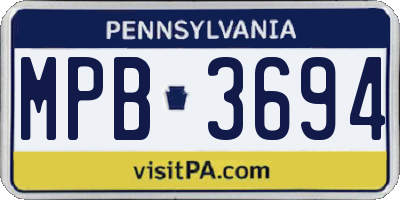 PA license plate MPB3694