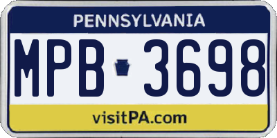 PA license plate MPB3698