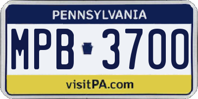 PA license plate MPB3700