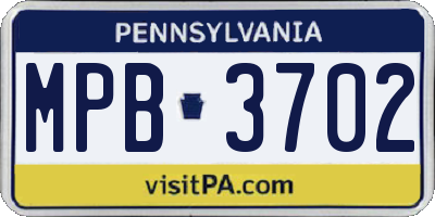 PA license plate MPB3702