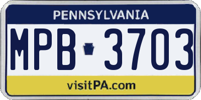 PA license plate MPB3703