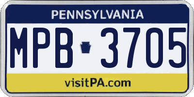 PA license plate MPB3705