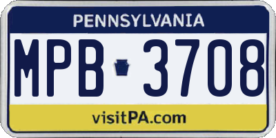 PA license plate MPB3708