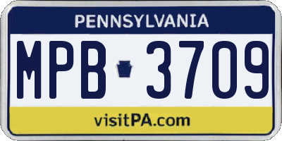 PA license plate MPB3709