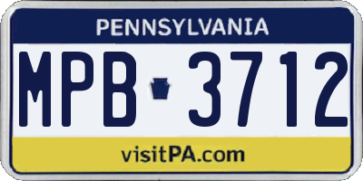 PA license plate MPB3712
