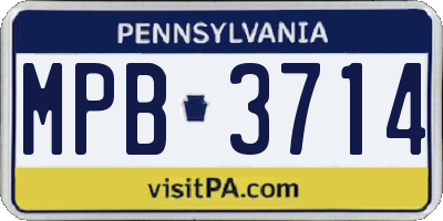 PA license plate MPB3714