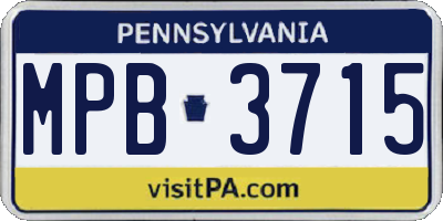 PA license plate MPB3715