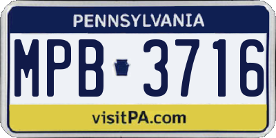 PA license plate MPB3716
