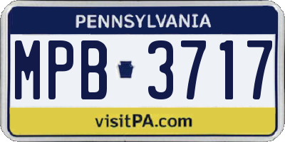 PA license plate MPB3717