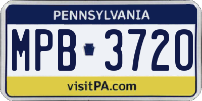 PA license plate MPB3720