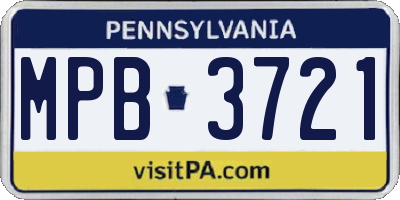 PA license plate MPB3721