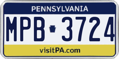 PA license plate MPB3724