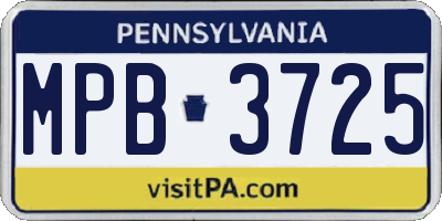 PA license plate MPB3725
