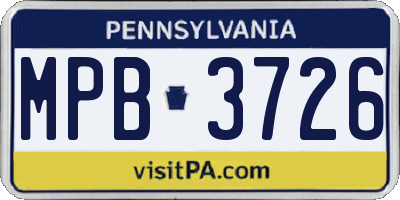 PA license plate MPB3726