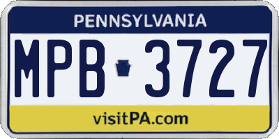 PA license plate MPB3727