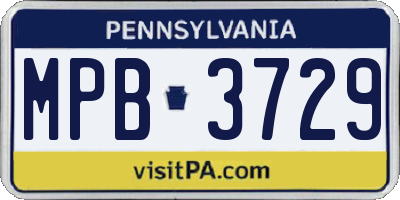 PA license plate MPB3729