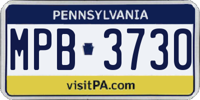 PA license plate MPB3730