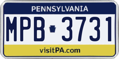 PA license plate MPB3731