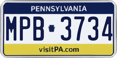 PA license plate MPB3734