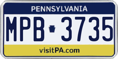 PA license plate MPB3735