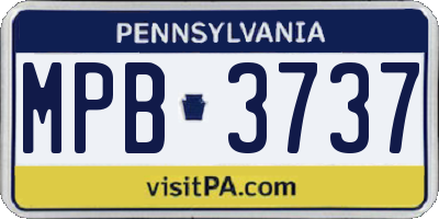 PA license plate MPB3737